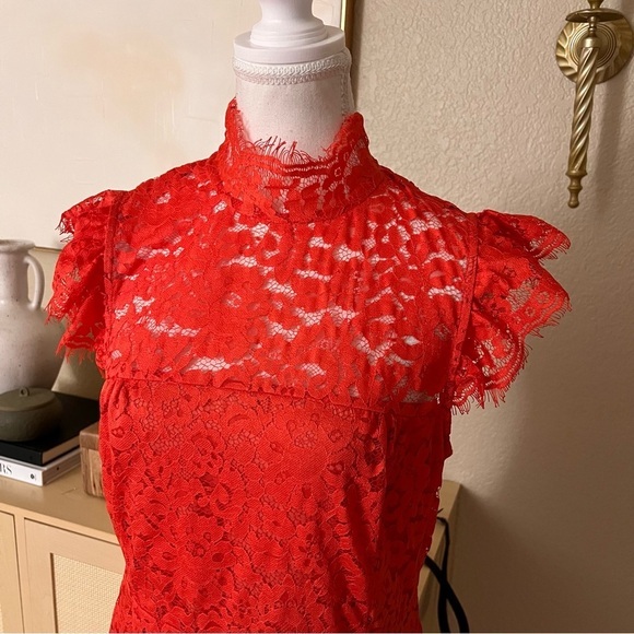Revolve Aijek Orange‎ Into The Night Lace Mini Dress Size 3 Cocktail - Picture 4 of 10